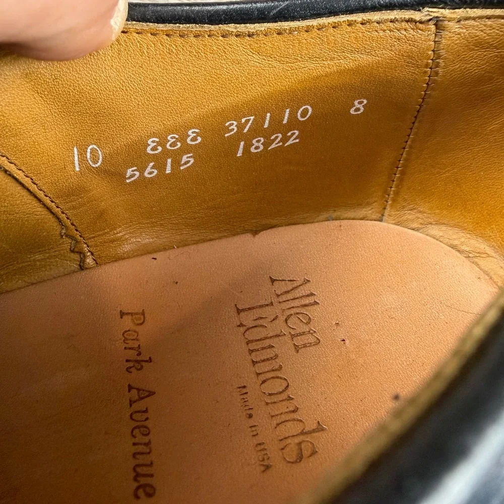 Allen Edmonds Mens Park Avenue Cap-Toe Oxford Leather Black 10 EEE
